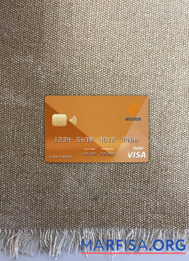 Realistic Burundi Access bank visa card photolook front download for verification
